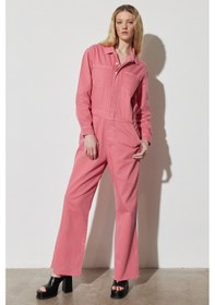Resim Kick Flare Regular Fit Normal Kesim Gömlek Yaka Geniş Paça Pembe Tulum W237XMP63 Pembe 
