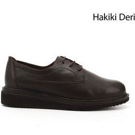 Resim GÖNDERİ(R) Kadın Kahve Antik Bağcıklı Dolgu Taban Hakiki Deri Ayakkabı 