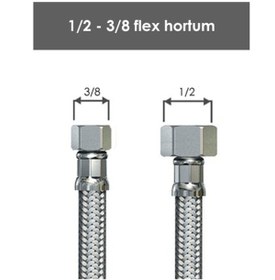 Resim Desna Armatür Sızdırmaz Çelik Bağlantı Hortum 3/8- 1/2 30 cm 