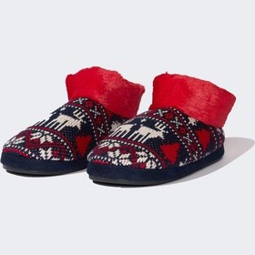 Resim DeFacto Kadın Yılbaşı Temalı Geyik Temalı Pelüş Ev Botu B1781AX24WNNV100 Lacivert 