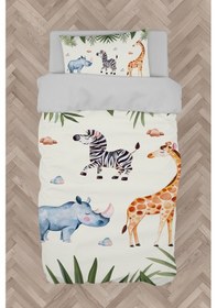 Resim Mekta Home Bebek Ve Çocuk Odası Safari Hayvanlar Yapraklar Desenli Nevresim Takımı 