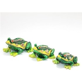 Resim Büro Ev Ofis Dekoru İçin 3parça Lüks Taşlı Kurbağa Biblosu Seti 