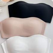 Resim Kadınlar için Strapless Bandeau Sütyen - Teli Yok ve Çıkarılamayan Dolgulu, Dikişsiz Sırtı Açık Tasarım, Siyah/Beyaz/Bej Renklerde Yumuşak Günlük ve Resmi Sütyenler - Parti, Tarih, Rahat Giyim İçin Teli Yok Konfor, Seksi Günlük ve Özel Gün Sütyenleri, Strapless Push Up Sütyen, Parti Aksesuarı, Şık Siluet, Pürüzsüz Dokuma, Tarih Gecesi, Minimalist Tarz, Hafif Yapı, Kablosuz Sütyen, Kadınlar 