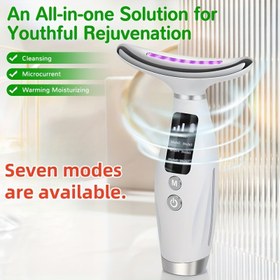 Resim Yeniden şarj edilebilir yüz ve boyun cilt bakımı güzellik cihazı titreşimli ısıtma masajı ile - USB şarjlı, lityum pil, 7 mod, temizlik ve nemlendirme, kadınlar için ideal hediye, boyun ve yüz masajörü | Yeniden şarj edilebilir cihaz | USB şarj 