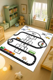 Resim Kessy Home Studio Eğitici Yol Desenli Çocuk Oyun Halısı Dijital Baskı Yıkanablir Kaymaz Taban Çocuk Odası Halısı 5 