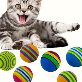 Resim 6/12 adet Rastgele Renkli EVA Oyuncak, Gökkuşağı Topu Köpük EVA Topu, Kedi Evcil Hayvan Oyuncak Topu Golf Pratik Topu Evcil Hayvan Oyuncak 