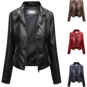 Resim Kadın Deri Ceket İnce İlkbahar Ve Sonbahar Ceketi Mavi 