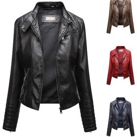 Resim Kadın Deri Ceket İnce İlkbahar Ve Sonbahar Ceketi Mavi 