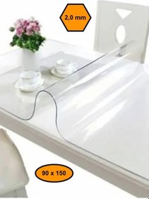 Resim 2 Mm Pvc Masa Örtüsü, Şeffaf Masa Kaplaması, 90x150 