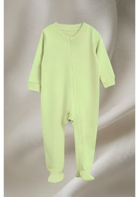 Resim Unisex Bebek Çocuk Uzun Kollu Patikli Fermuarlı Uyku Tulumu 