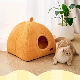 Resim Kediler & Köpekler için Rahat Çilek Şeklinde Evcil Hayvan Yatağı - Klasik Tarz, Montaj Gerektirmeyen Polyester Lif Yuva, Yurt, Evcil Hayvan Malzemeleri 