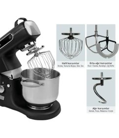 Resim Esmo Home Berghoff Gem Retro 7 L Stand Mikser - 1500 W, Dayanıklı Döküm Alüminyum Gövde | Siyah 