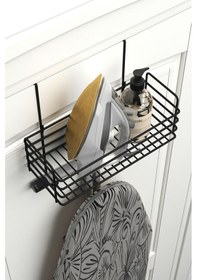 Resim Zabata Kapı Arkası Ayarlanabilir Organizer Ütü Ve Ütü Masası Askısı Ütü Düzenleyici Raf Ütü Askılığı Siyah 