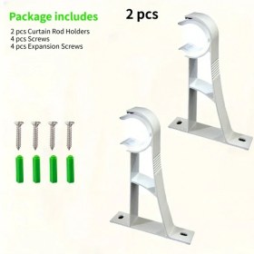 Resim Dashanshop 2 Adet Beyaz Ağır Hizmet Perde Askısı Duvar Montajlı Pencere Dekorasyonu 