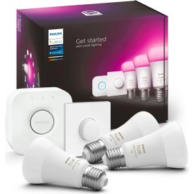 Resim Braventa Collection Hue Wca 9-75W Renkli Akıllı LED Ampul Başlangıç Seti, 3'lü, Akıllı Butonlu, E27, Bluetooth Özellikli 