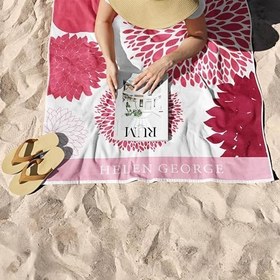 Resim Helen George Valencia - Pembe Beyaz Oversize Plaj Havlusu 