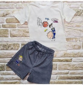 Resim 1-2-3 Yaş Topçu Erkek Çocuk Baskılı Şortlu Kısa Kollu Tişört 2li Erkek Bebek Takımı Lacivert Lacivert 