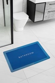 Resim Sihirli Su Emici Banyo ve Çok Amaçlı Kaydırmaz Tabanlı Dikdörtgen Paspas 58 x 38 cm, Açık Mavi 