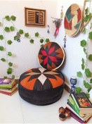 Resim Ottoman Pouffe El Yapımı Hakiki Kuzu Deri Iskandinav Bahçe Balkon Bungalov Puf Yer Minderi Ikili 60ve40cm(DOLGUSUZ) 
