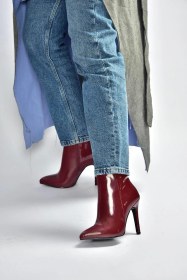 Resim Fox Shoes N372524408 Bordo Rugan İnce Topuklu Kadın Bot Bordo-rugan 
