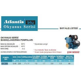 Resim Atlantis En 25m 0.45hp 220v Güneş Enerjisi Basınç Pomp 