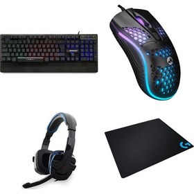 Resim Rampage TKZ-LOG-R66 Klavye Mouse Kulaklık Logitech Mouse Pad'li Gaming Set 