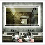 Resim GLOBAL LED MIRROR 70x100 Cm Beyaz Ledli Tasarım Kumlamalı Dokunmatik Tuşlu Buğu Önleyicili Banyo Aynası Makyaj Aynası 