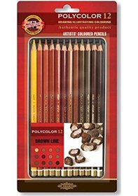 Resim Koh-i Noor Polycolor Artist Kuru Boya 12 Renk Kahverengi Tonlar 