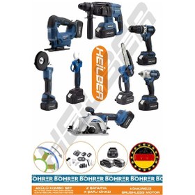 Resim Böhrer Alman 4 Akü 2 Şarj Cihazı V598 Profesyonel 8 Makine Kombo Set + Mavi Çanta 