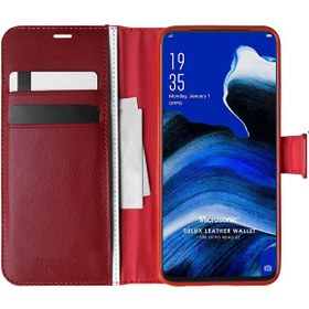 Resim Oppo Reno 2z Kılıf Delux Leather Wallet Kırmızı 