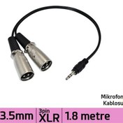 Resim 3.5 mm Stereo Jack Plug Stereo Dual 3 Pin Xlr Male Ses Kablosu - Siyah - 1.8 M 