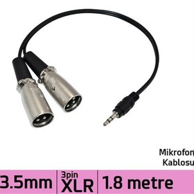 Resim 3.5 mm Stereo Jack Plug Stereo Dual 3 Pin Xlr Male Ses Kablosu - Siyah - 1.8 M 