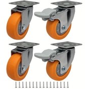 Resim Dashanshop 4 Adet 2" Kilitli Ve Kilitli Olmayan Döner Tekerlek 600 Kg Halı Ve Parke 