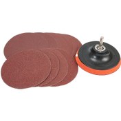 Resim 11 parça set 4 inç zımpara kağıdı 100mm kanca ve halka zımpara destek pedi 60/80/120/180/240 tane yuvarlak zımpara kayışı M10 diş adaptörü 