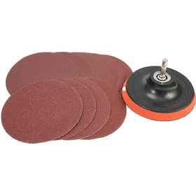 Resim 11 parça set 4 inç zımpara kağıdı 100mm kanca ve halka zımpara destek pedi 60/80/120/180/240 tane yuvarlak zımpara kayışı M10 diş adaptörü 
