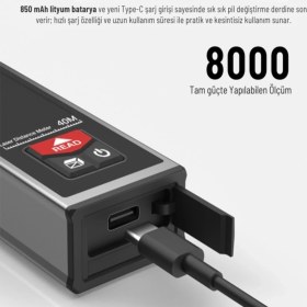 Resim Normadia 40M Şarjlı Metal Lazermetre, Geniş Yatay Göstergeli, Hassas Ölçüm Araçsı 