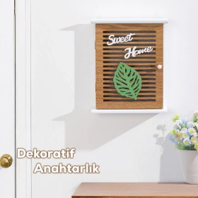 Resim 2069 Duvara Montajlı Dekoratif Anahtarlık Dolabı - Duvar Askılı Anahtar Saklama Kabini 21X25,5CM 