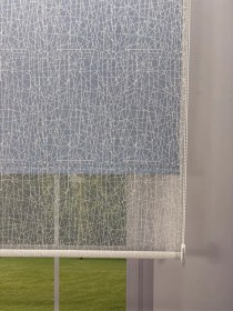 Resim Olympos Serisi Kırçıl Desenli Çift Mekanizmalı Beyaz Tül Mavi Stor Perde Mavi 