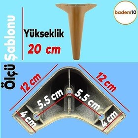 Resim Badem10 Aspen 6'lı Set Mobilya TV Ünitesi Çekyat Koltuk Kanepe Destek Ayağı 20 cm Koyu Ceviz Baza Ayak M8 