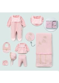 Resim Zeynuko Kız Bebek My Flowers 7'li Yenidoğan Hastane Çıkışı Zıbın Set Kutulu Pembe 