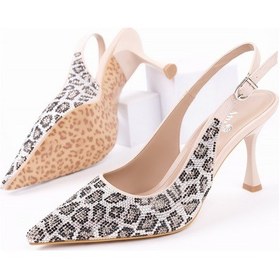 Resim Muggo Midnight Kadın Sivri Burun Leopar Detaylı Arkası Açık Günlük Klasik Topuklu Abiye Ayakkabı Gümüş 