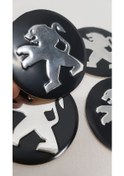Resim Jant Göbeği Arma Peugeot 60Mm Alüminyum Yapıştırma 4Lü Set Siyah 