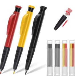 Resim Forge Jungle Masif Marangoz Kalemleri 3 Parça Set, Marangoz Kalemleri, Dahili Kalemtıraşlı Uzun Burunlu Derin Delikli Kalem Kalemi (Yurt Dışından) 