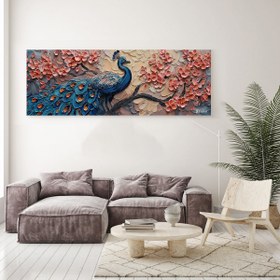 Resim Pembe Çiçek Ve Tavus Kuşu - 140x50 