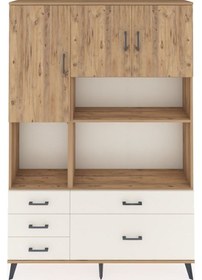 Resim Arges Dolap 8 Raflı 5 Çekmeceli 3 Kapaklı 132x30x195 Çam-çam/... Çam 
