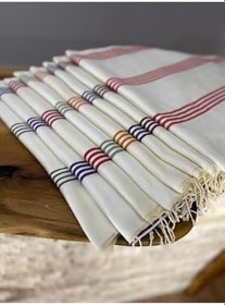 Resim Bohemian El Dokuması Bambu Kırmızı Mavi Plaj Peştemal 90x190 Kırmızı mavi 100 x 200 