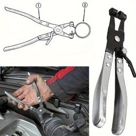 Resim 1pc Profesyonel Hortum Klipleri, Çelik Döner Sürücü Çene Kilitleme Aracı, Su Borusu Düz Bantlı Halka Tipi Klemens Removal ve Kurulumu için, Evrensel Model Uyumluluğu ile 
