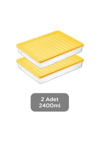 Resim Meleni Home Buzdolabı Mikrodalga Saklama Kabı 2'Li Sarı 2 x 2400 ML Sarı 