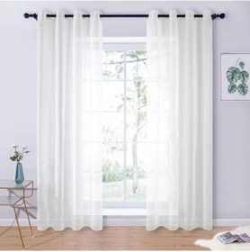 Resim Tül Perde Kapsüllü Kuş Gözü Perde Keten Tül Ekru 