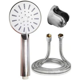 Resim Muratech Krem Duş Başlığı Seti 4 Kademeli El Duşu Spiral Hortumlu Banyo Seti 